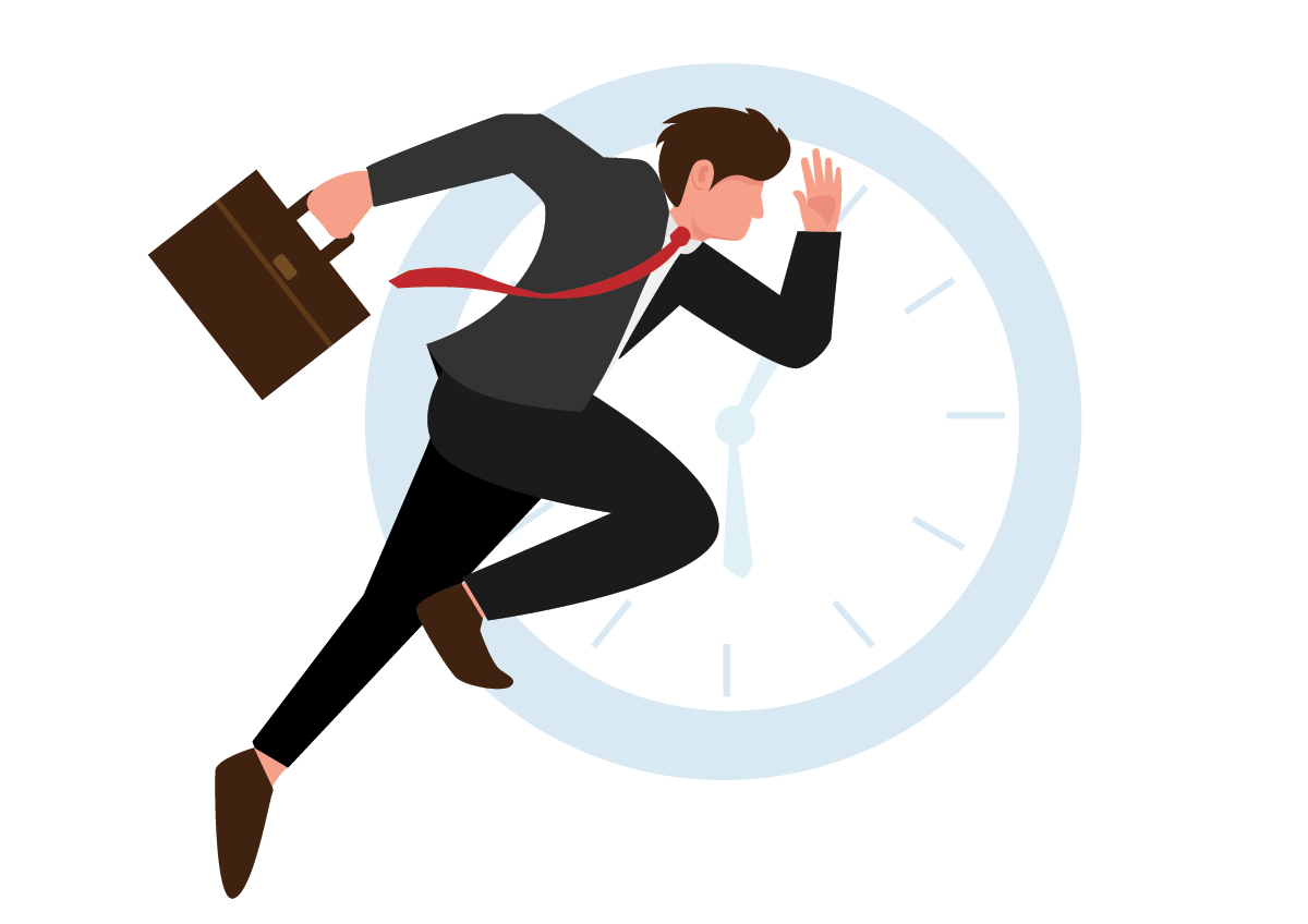cartoon of a man running with a business bag